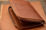 Handmade US Horween Shell Cordovan Leather  Original Whisky Long Wallet Clutch Bag