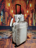 Himalaya White  Crocodile  Skin Leather luggage /Roll Aboard Suitcase Weekend/Travel Bag Trolley Case Universal Wheels 20-Inch