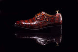 Lace-Up Shoes In Retro Brown Crocodile Skin Leather