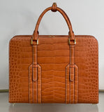 Large Genuine  Crocodile Briefcase, Luxury Crocodile Business Bag for Men Tan