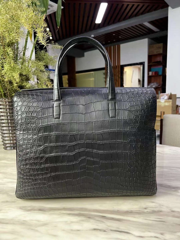 Large Genuine Crocodile Skin Leather Briefcase Business Bag