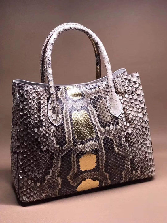 Large Gold Python Leather Tote Shoulder Bags & Handbags For Women