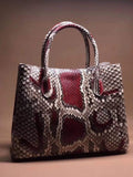 Large  Red Python Leather Tote Shoulder Bags & Handbags For Women