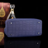 Matt Genuine Crocodile Leather Top Handle Satchel Handbag Shoulder Bag Tote Purse Blue