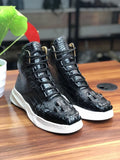 Men's Crocodile Leather Boots Man Martin Boots Leisure Time Boots and Sportwear Man