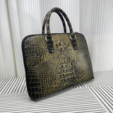 Men's Crocodile Leather Briefcase Gold