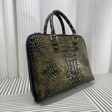 Men's Crocodile Leather Briefcase Gold