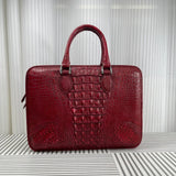 Men's Crocodile Leather Briefcase Red & Brown