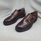 Men's Crocodile Leather Brogue Lace-Up Shoes Brown