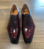 Men's Crocodile Leather Brushed Business Dress  Lace Up Shoes