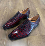 Men's Crocodile Leather Brushed Dress Shoes Lace Up Shoes