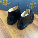 Men's Crocodile Leather Dress Shoes Lace Up Ankle Boots