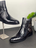 Men's Crocodile Leather Lace-Up Boots