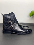 Men's Crocodile Leather Lace-Up Boots