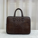 Men's Crocodile Leather Large Double Zipper  Briefcase
