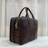 Men's Crocodile Leather Large Double Zipper  Briefcase