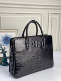 Men's Crocodile Skin Leather Business Laptop Briefcase Bag Black