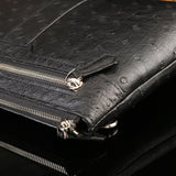 Men's Genuine Ostrich Leather Clutch Bag Black