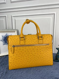 Men's Ostrich Skin Leather Business Laptop Briefcase Bag Yellow