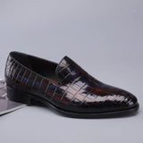 Men's Slip On Loafer Shoes, Genuine Crocodile Leather Casual Dress Shoes Vintage Multi Blue