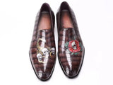 Men's Slip On Loafer Shoes, Genuine Crocodile Leather Casual Dress Shoes With Printing