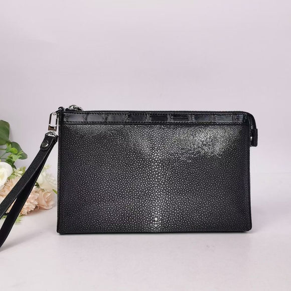 Men's Stingray Leather Business Wallet With Wrist Strap Clutch Bag