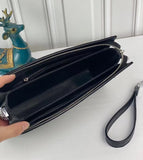 Men's Stingray Leather Business Zip Wallet With Wrist Strap Clutch Bag