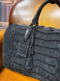 Men's Suede Crocodile Leather Large Travel Duffle Bag