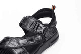 Men's Summer Beach Sandals Crocodile Leather Casual Strap(Magic Tape) Outdoor Sports Shoes