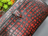 Men's Vintage Crocodile Leather Business Zip Wallet With Wrist Strap Clutch Bag