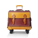 Men's Vintage Leather Rolling Duffle Bag Trolley Wheeled Carry On Luggage Suitcase Tote