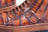 Mens Brushed Crocodile Leather Lace Up Shoes,Tan
