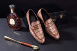 Mens Crocodile Leather Penny Loafer Shoes
