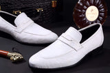 Mens Crocodile Leather Penny Loafer Shoes White