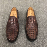Mens Crocodile Leather Penny Slip-On Driving Loafer Shoes