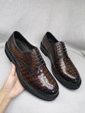 Mens Genuine Crocodile Leather Derby Lace Up Dress Shoe Vintage Brown