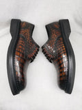Mens Genuine Crocodile Leather Derby Lace Up Dress Shoe Vintage Brown