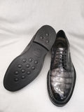 Mens Genuine Crocodile Leather Derby Lace Up Dress Shoe Vintage Grey