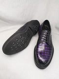 Mens Genuine Crocodile Leather Derby Lace Up Dress Shoe Vintage Purple