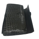 Mens Genuine Crocodile Leather High Shiny Gloss Baking Beads Clutch Bag Black