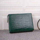 Mens Genuine Crocodile Leather Zipper Wallet Clutch Bag Green