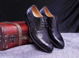 Mens Genuine Ostrich Leather Captoe Derby Shoes