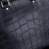 Mens Large Matt Crocodile Leather Large  Travel Duffel Bag Black