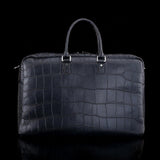 Mens Large Matt Nile Crocodile Leather Large Travel Duffel Bag Black