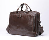 Mens Leather Briefcase 14"Laptop Large Volume Multi-Functional Business Bags