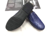 Mens  Slip On Casual Fashion Ostrich Leather Penny Loafer Shoes Dark Blue