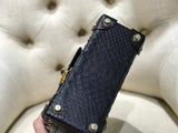Mini Python Leather Rivet Top Handle Cross Body Bags Black