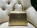 Mini Python Leather Rivet Top Handle Cross Body Bags Gold