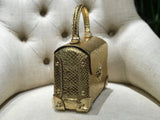 Mini Python Leather Rivet Top Handle Cross Body Bags Gold