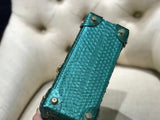 Mini Python Leather Rivet Top Handle Cross Body Bags Green